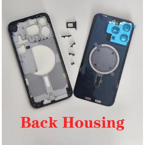 Back Housing Battery Cover OEM For iPhone 15 Pro Max 14 Plus 16 E Back Rear Housing Frame Chassis + with Side Buttons + SIM Tray 14 чёрный