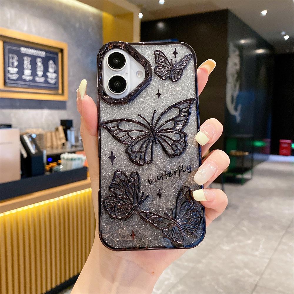 Electroplated 3D Butterfly Gradient Glitter Drop-Proof Case for iPhone 17 Pro Max