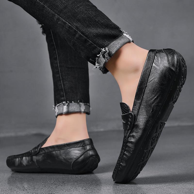 Rutschfeste Schuhe Herren Echte Lederschuhe Elegante Freizeitschuhe Slipper Ballerinas Mode Weichsohlige Sneaker Herren Businessschuhe