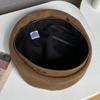 Black Beret Female Corduroy Leather Brim Foreign Artistic Artist Hat Pumpkin Hat Shows Small Trend