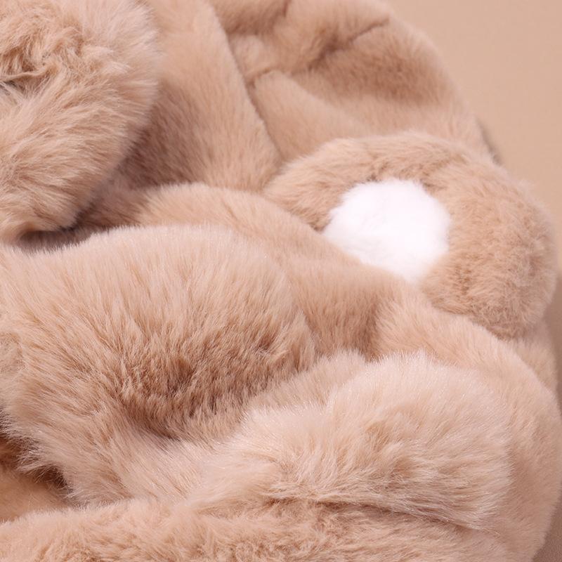 Bear Ear Hat Scarf Integrated for Women's Autumn and Winter Korean Version Versatile Cute Hooded Plush Warm Hat Trendy Lei Feng Hat