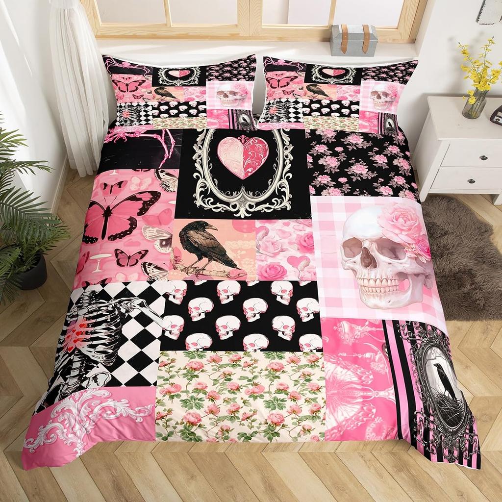 Makeup Duvet Cover Set for Women Queen Size Lightweight Down Quilt Covers Bedroom Decor 2 Pillowcases 1 Duvet Cover No Comforter