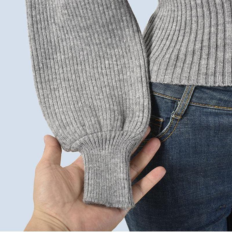 French Style Temperament Fall and Winter Square Collar Slimming Slim and Sexy off-Shoulder Short Knitted Long Sleeve Sweater Base Tops Women