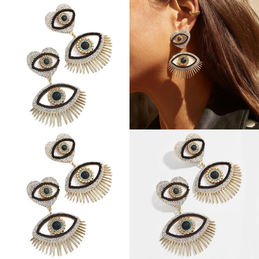 Stunning Geometric Alloy Beaded Earrings With Rhinestones For Women Chic Street Fashion