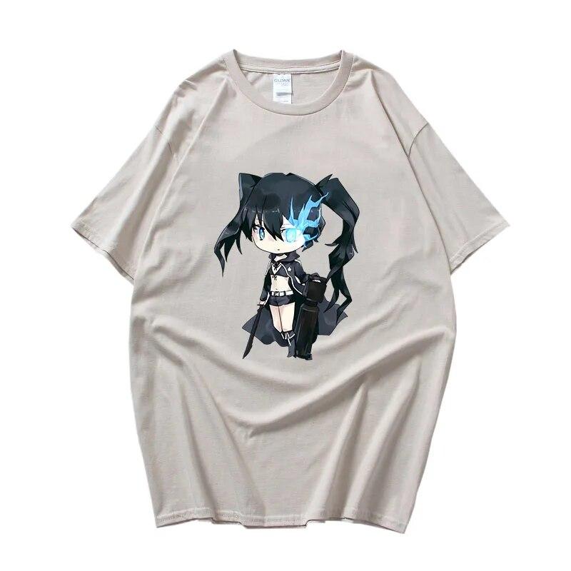

Женские футболки Black Rock Shooter Kawaii/милые футболки из 100% хлопка, модные топы в стиле манга/комиксы, весенняя и летняя одежда, легкая стрейч L
