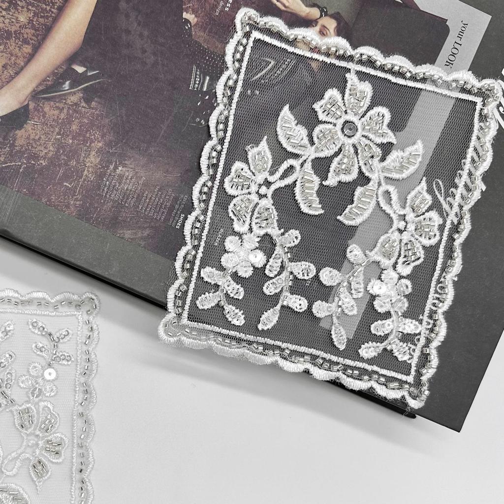 Exquisite Mesh Sequins Floral Embroidery Pocket Cloth Sticker Lace Applique Skirt Dress Jeans Diy Accessories