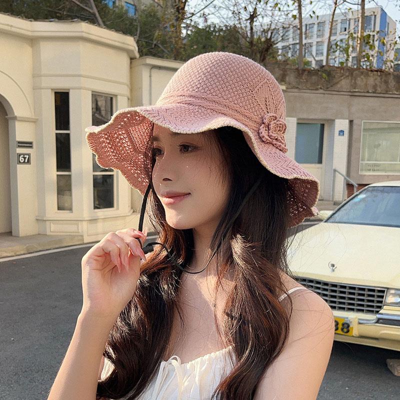 Ricygvm Summer Straw Hat For Travel Beach Sun Protection Basin Cap Outdoor Hollow Breathable Sunshade Fisherman Cap Women Visors