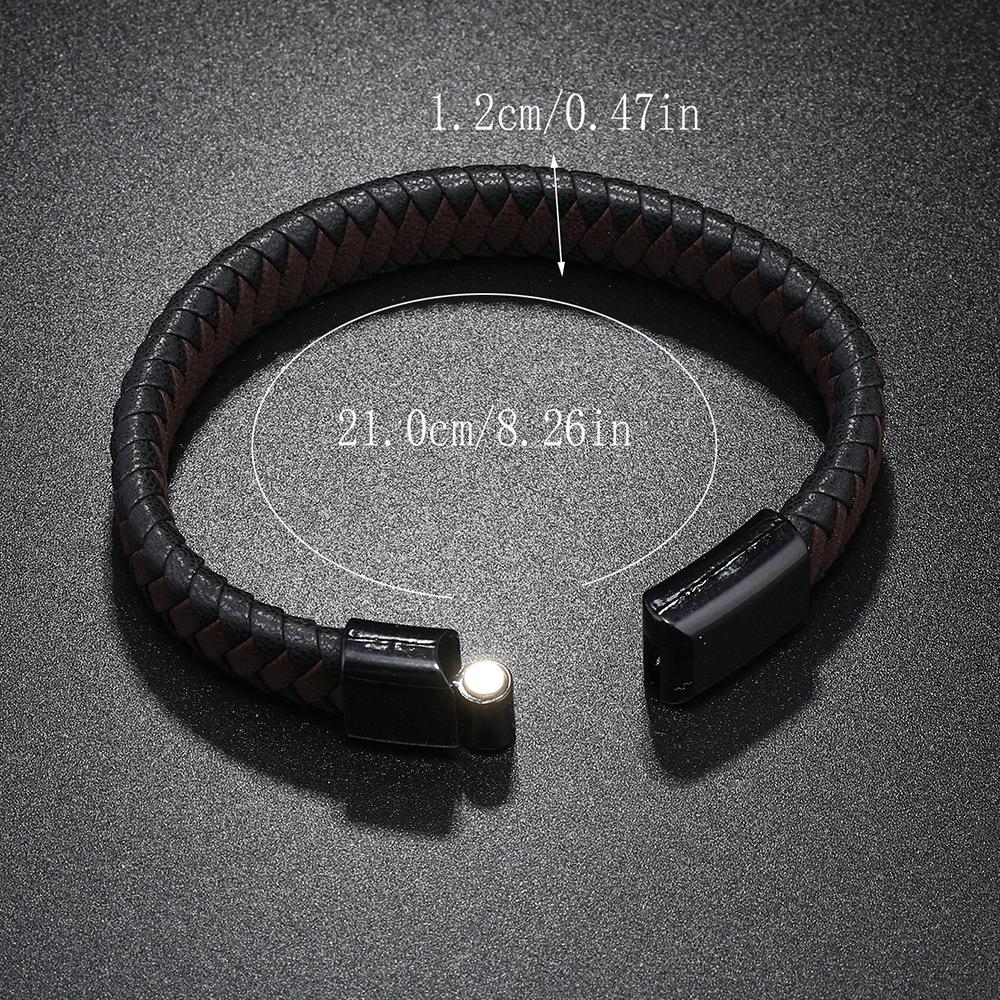 Braided PU Leather Bracelet Bangle Magnetic Clasp Mens Party Jewelry Gift