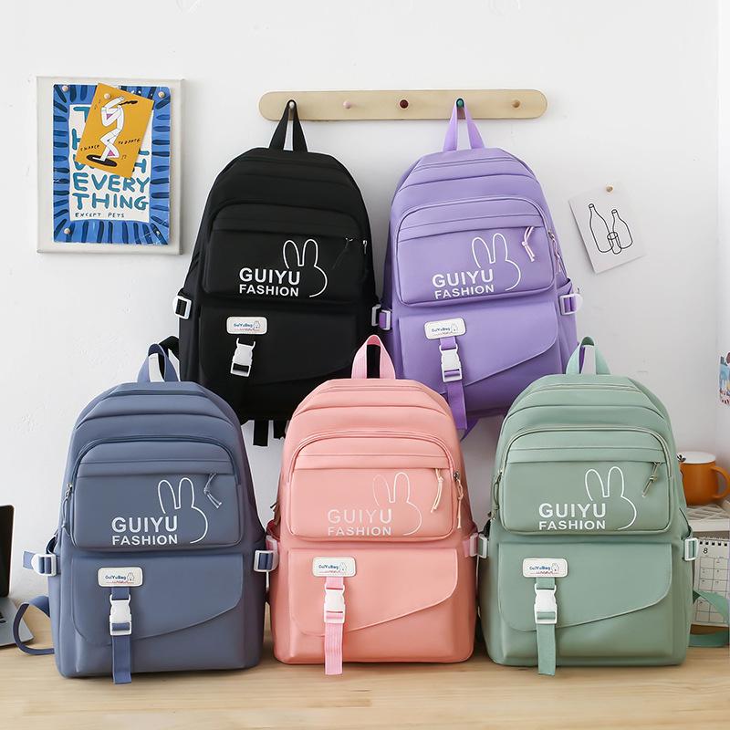 Rucksack-Set mit großem Fassungsvermögen, Schultasche, einfarbig, vierteiliger Rucksack für Damen