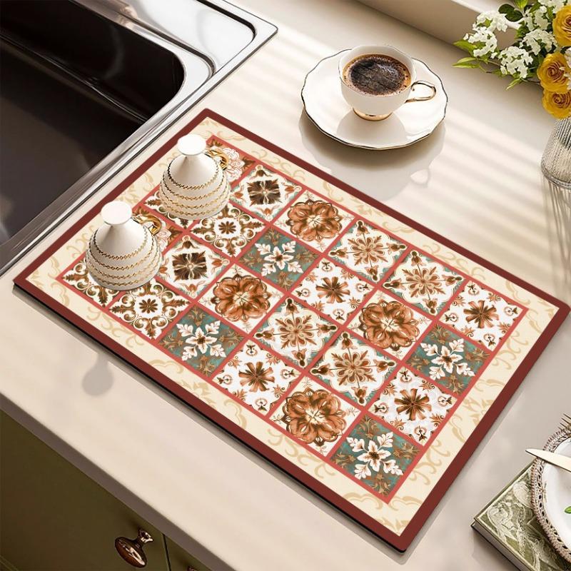 Amerikanische Küchenarbeitsplatten-Abtropfmatte Diatomeenerde-Absorption Schnelltrocknende Matte Nicht auswaschen Isolierung Spülbecken-Barmatte