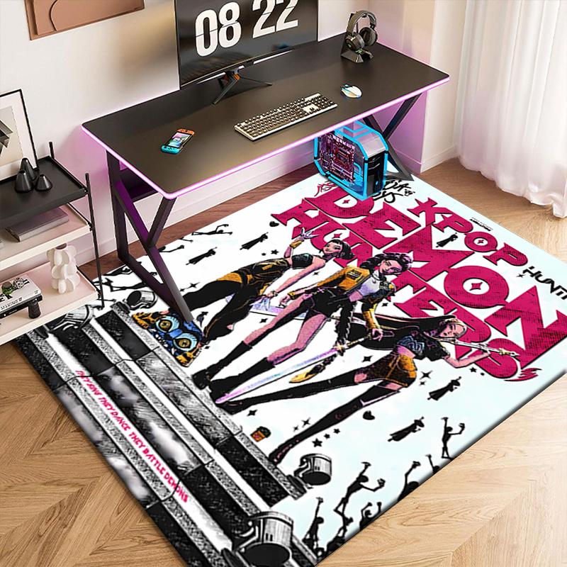 1pc K-Pop Devil Hunter Sweeps the Globe Carpet Rug for Living Room Bedroom Home Sofa Decoration,Kids play Non-slip Floor Mat