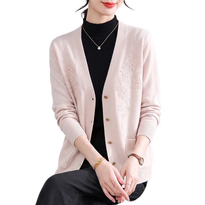 Hengyuanxiang Women's Floral V-Neck Knitted Cardigan