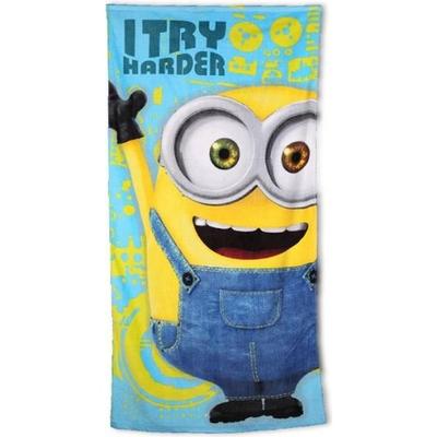 Beach Towel - Minions - 140x70 Cm - 100% Cotton - 300 Gsm - Blue