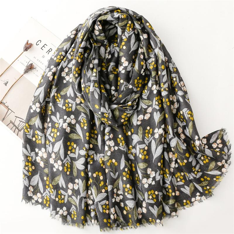 Winter Lurex Glitter Cherry Polka Floral Fringe Viscose Shawl Scarf Lady High Quality Print Pashmina Stole Bufandas Muslim Hijab