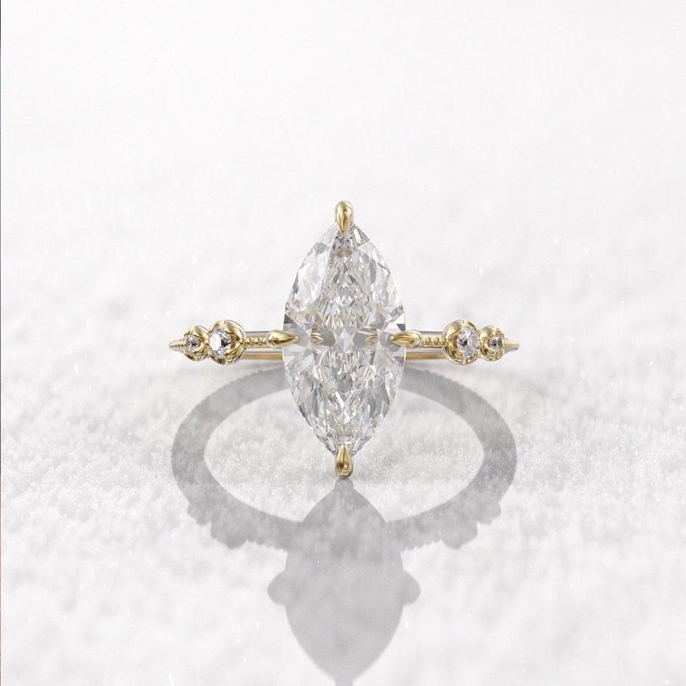 Jewelry, Classic Four-Claw Hand Inlaid Horse Eye Zircon Ring Valentine'S Day Gift For Women'S Qixi Festival