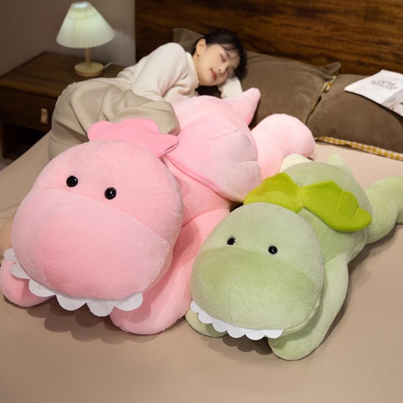 Wucifang Bags Unisex Kids Pink Giant Dinosaur Plush Toys Stuffed Tanystropheus Dolls Soft Huggable Gifts For Kids Birthday Christmas Brinqedos