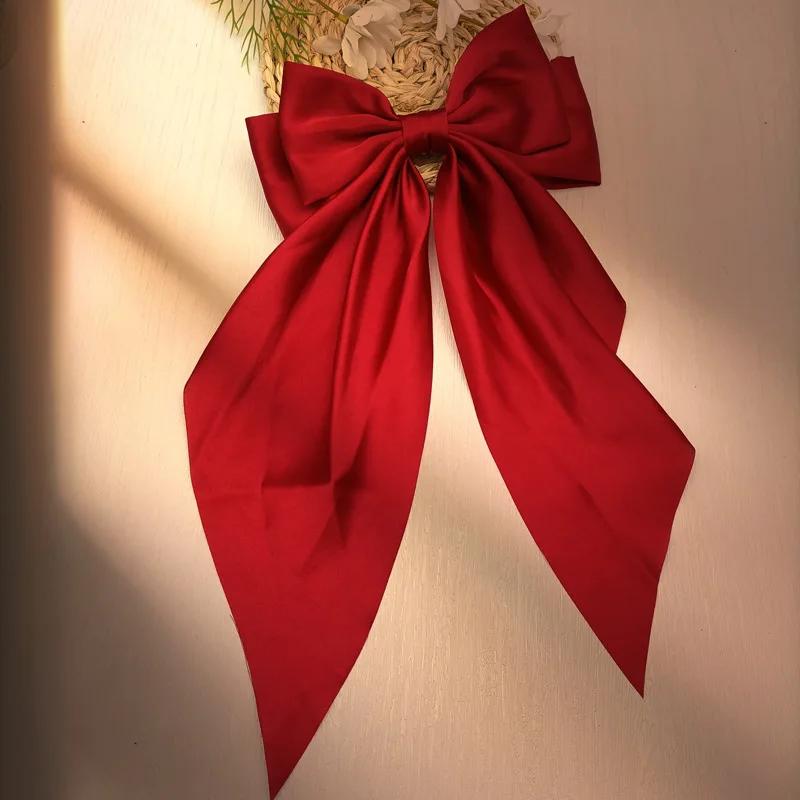 New Elegant Bow Ribbon Hair Clip Women Fashion Solid Bowknot Satin Hairpin Barrettes Girls Ponytail Clip Hair Accessories