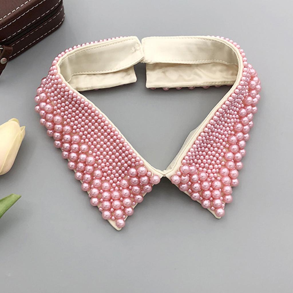 Elegant Imitation Pearls Accented Detachable Faux Collar Enhances Clothing Layers for Women Beaded Bib Choker Neckalce