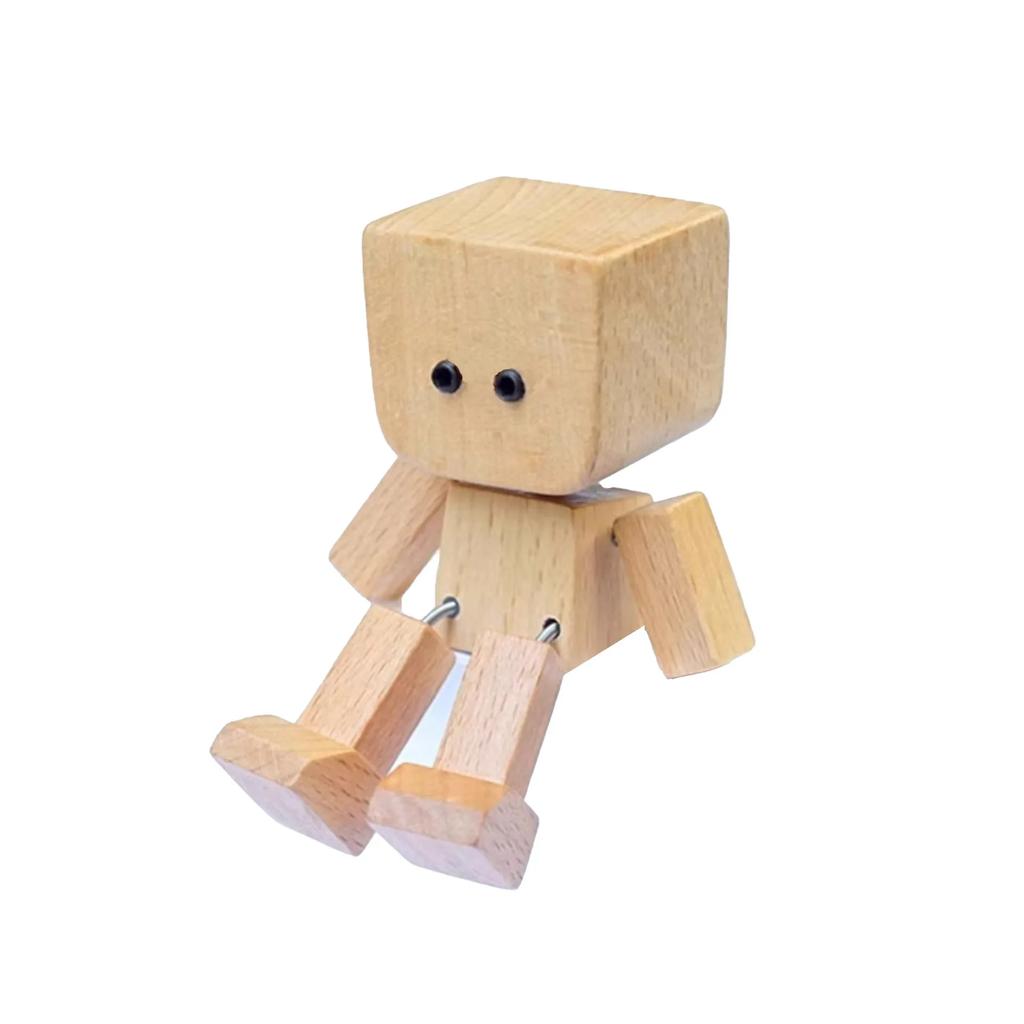Shaking Man Statue Handmade Wooden Man Figurine with Shaking Feet Unique Car Dashboard Decoration Desktop Ornament for Home