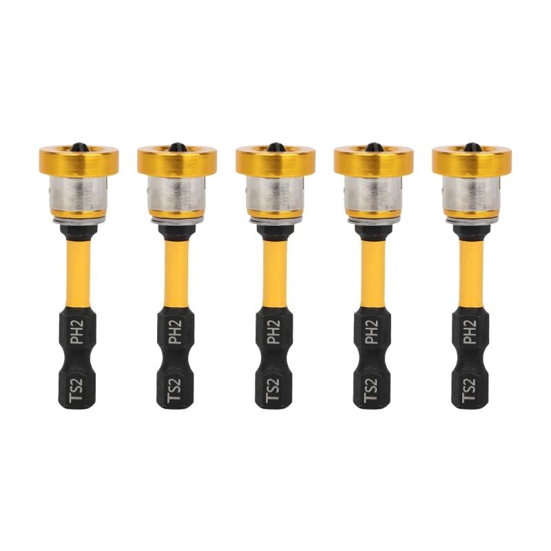 

5 Pieces Adjustable Depth Drywall Screwdriver Bits Magnetic Drywall Screw Bits For Quick Changes And Accurate Drilling 1 золотий