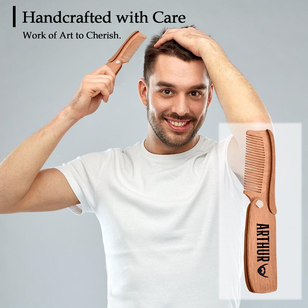 Customization - Personalized Folding Solid Wood Beard Comb Folding Wood Comb