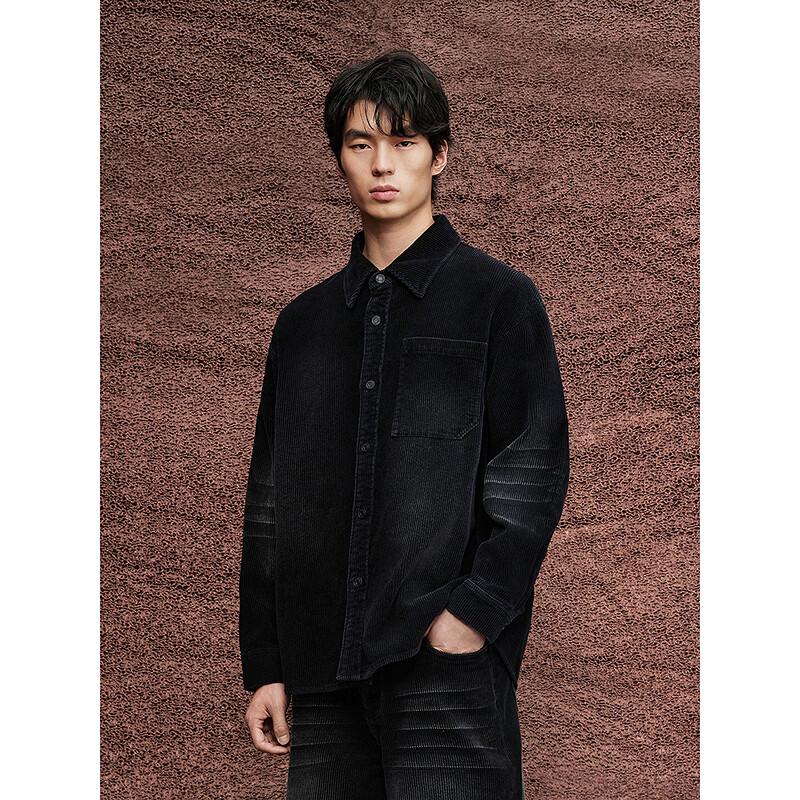 Veste chemise en velours côtelé délavé pour homme GXG