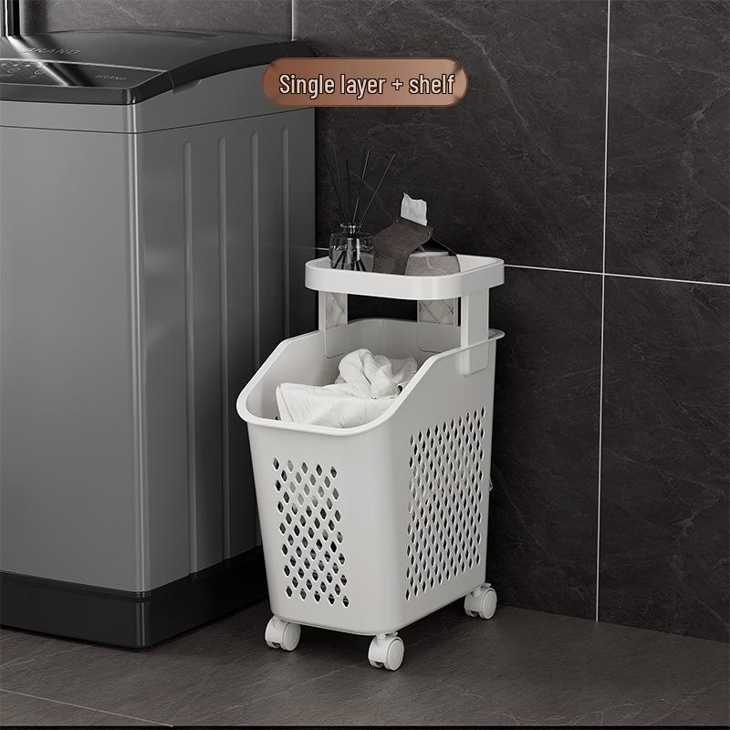 Narrow Laundry Basket Hamper with Storage Rack, Multi-Functional Cart for Dirty Clothes In Bathroom Gaps.