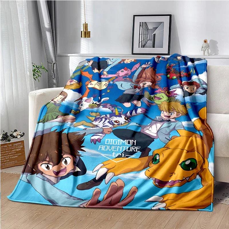 Japane Cartoon D-Digimon Throws Blanket Sofa Hiking Picnic Super Soft Quilt Bed Thermal Cute Anime Flannel Blanket Birthday Gift