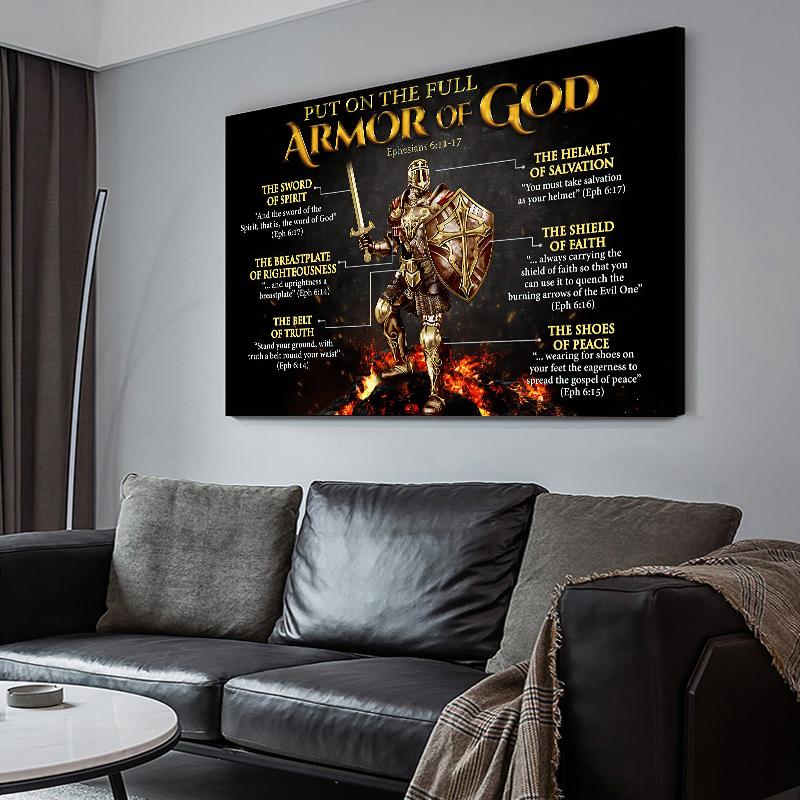 Put On The Full Armor Of God Posters and Prints Warrior of God Religious Jesus Christian Canvas Painting Wall Art for Home Decor