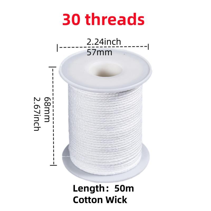 100Pcs Candle Holder 61m Cotton Candle Wick Smokeless Aromatherapy Cylindrical Candle Thread Candle Making Kit DIY Candle Maker