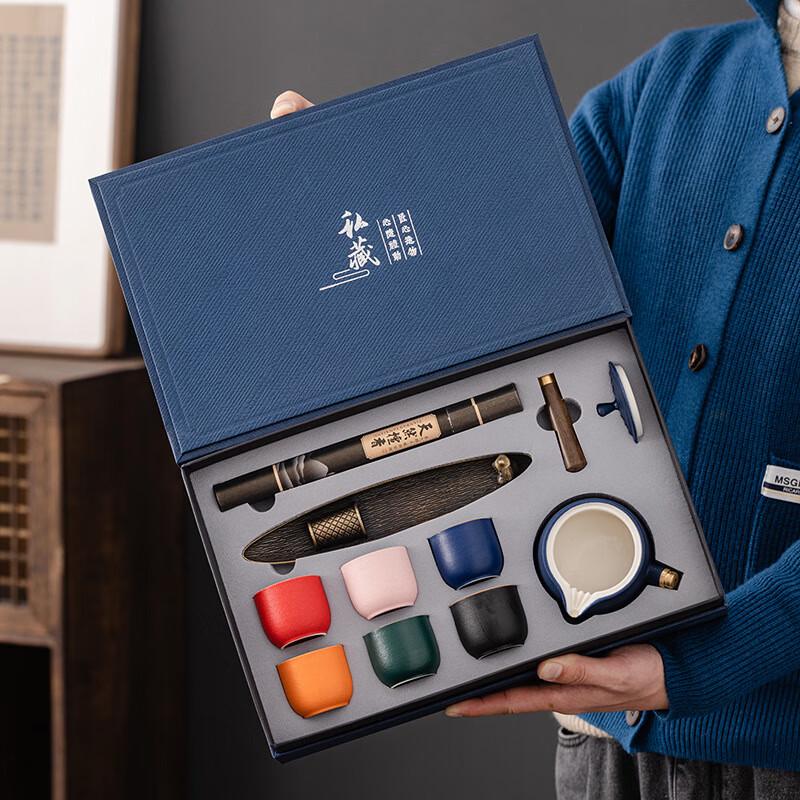 Cha Xun Ceramic Tea Set with Incense Burner Gift Set