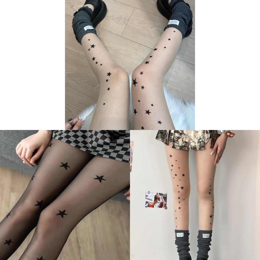 Nylon Star Pattern Tights With Invisible Design For Teen Girls