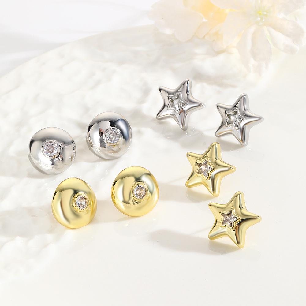 

18K Copper-Plated Geometric Star Stud Earrings for Women