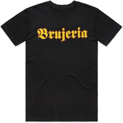 Droomdy Black T-Shirt with Brujeria for Men T-Shirt Crew Neck Short Sleeve Cotton Tees