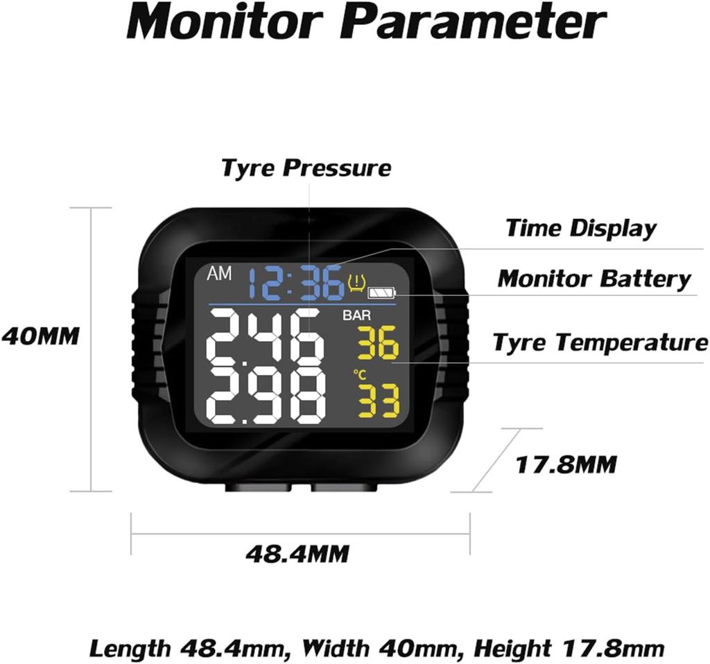 Motorrad TPMS Reifendruck Überwachung System Temperatur Alarm Mit 2 Externe Sensoren Moto Reifen Alarm Systeme Echtzeit