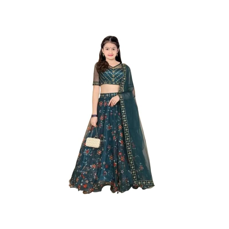 Set Lehenga Choli Tradizionale Designer per Bambina con Manica Suppar