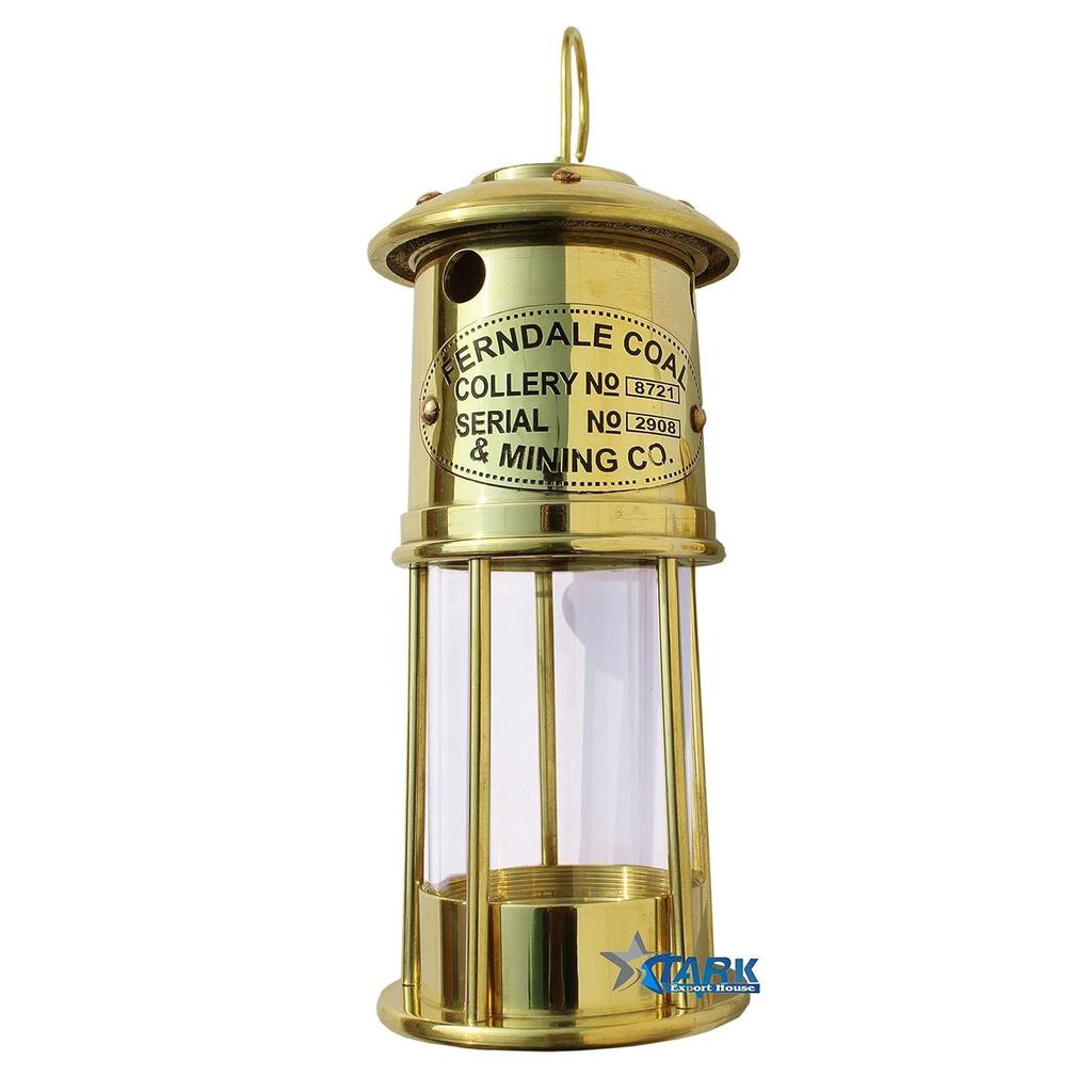 Brass Table Lantern Glass Oil Lamp Home Decoration (7 Inch)