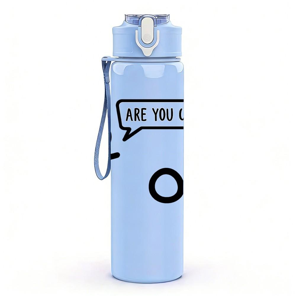 1PC Are You Ok Stick Figure Print 750ml Color Plastic Sports Water Bottle Leakproof Flip Straw Lid Suitable for Sports Office Home Use