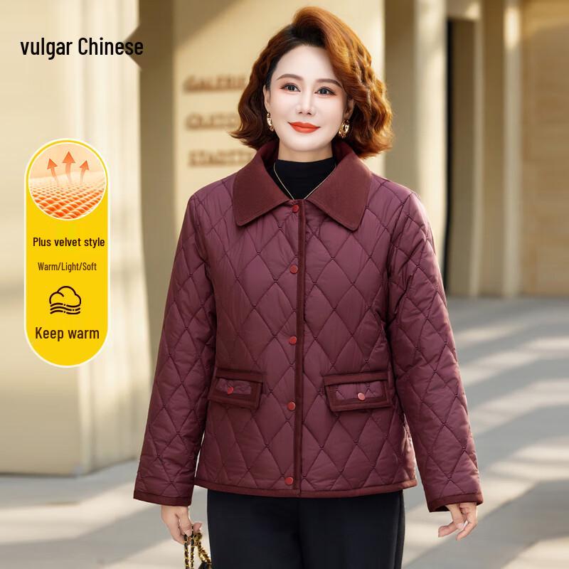 Middle-Aged Women's Winter Warm Fleece-Lined Short Jacket