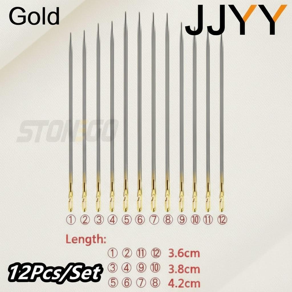

12pcs Large Needle Side Hole Sewing Blind Needle Set Handmade Home Sewing Stainless Steel Thread Needles золотой
