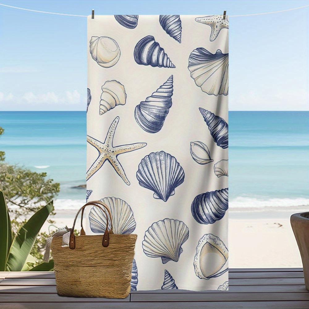 Beach Theme Beach Towel Starfish Shell Printing Microfiber Quick Drying Absorbent Large Bath Towel 50x100