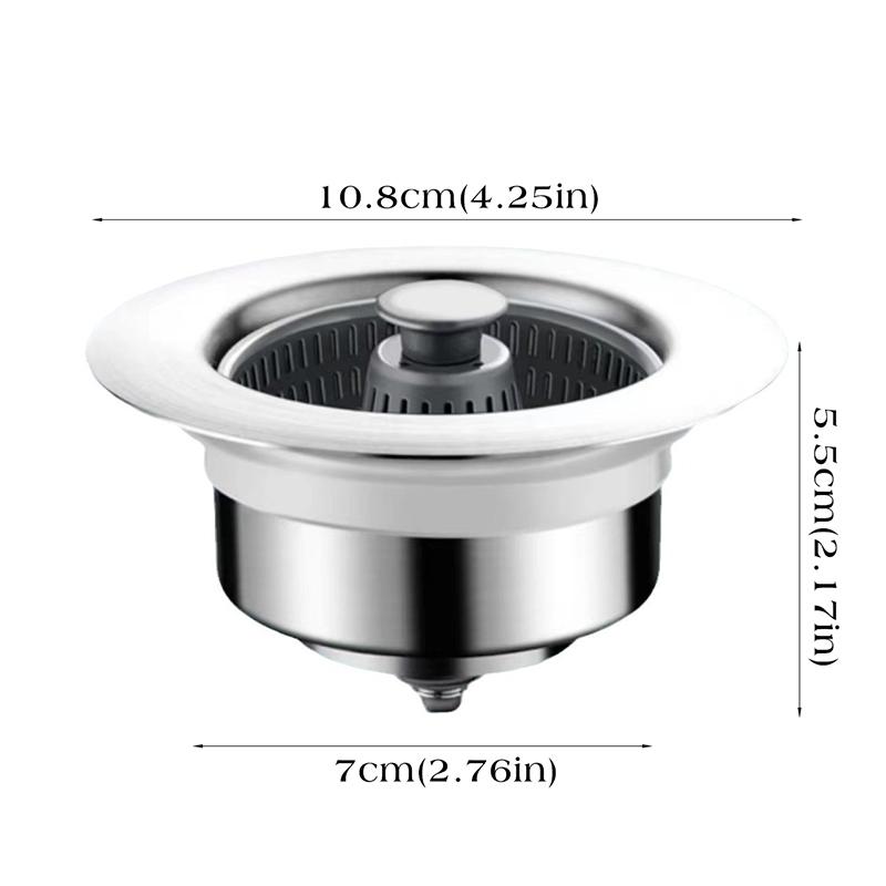 Houseeker 3 In 1 Pop Up Sink Filter ABS Kitchen Sink Strainer Drain Basket Stopping Blockage Bouncing Core Leak-proof Plug Cover