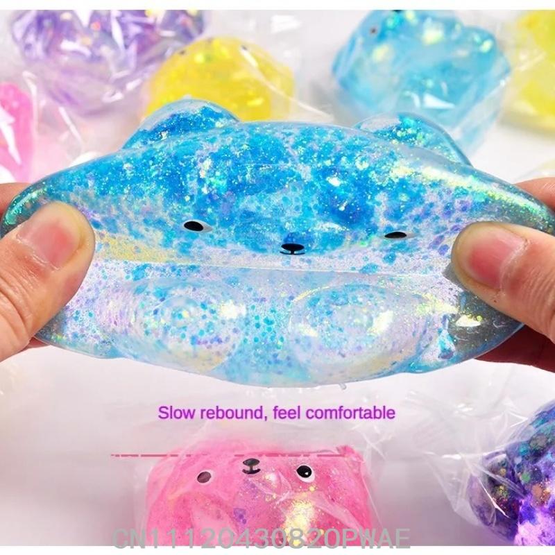 Bear Squishy Toys Glitter Stress Balls Adorable Sensory Toys Squishy Ball For Kids Party Favors Gifts