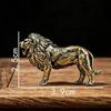 Brass Lion Figurine With Vintage Antique Finish And Exquisite Carvings For Home Office Desktop Decor