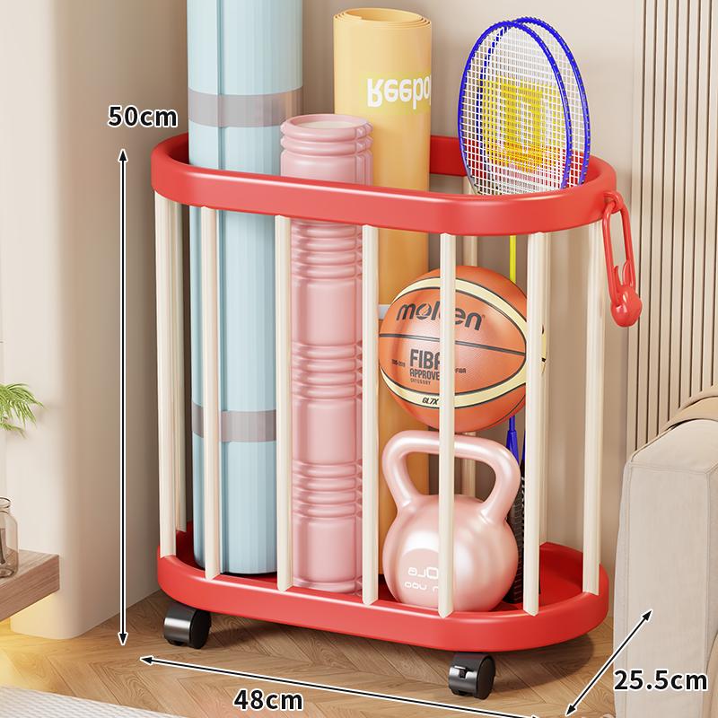 Wheeled Yoga Mat & Fitness Equipment Organizer: Large Capacity Storage Basket
