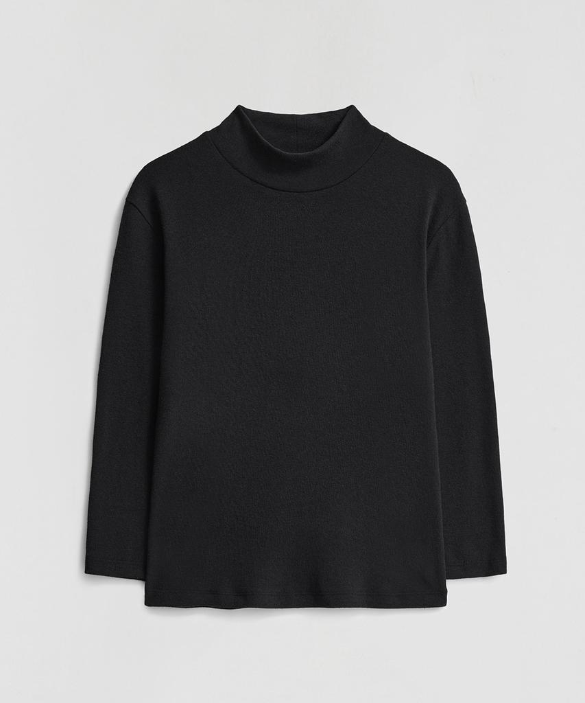 LMOOD WOMEN Carolyn Mock Neck 3/4 T-Shirt Black