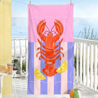Lobster Guest Blue Red Striped Towel Soft Pool Gift For Travel Gym Shower Camping Quick Dry Sports Large Beach Towels