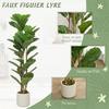 Artificial Plants, Set of 2, 120 cm Fiddle-Leaf Fig, Plastic Pot, Solid Wood Trunk, Green