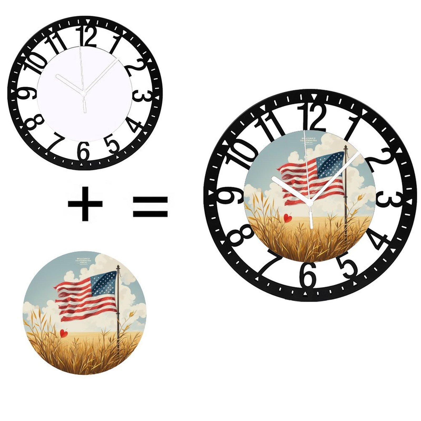 Scandinavian 25cm Circular Iron Wall Clock with Light Finish Silent (Black,10 inch(25.40cm))