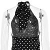 Backless Lace-Up Mini Dress Female Contrast Fashion Bandage High Waist Patchwork Dress Women's Commute Summer Dress